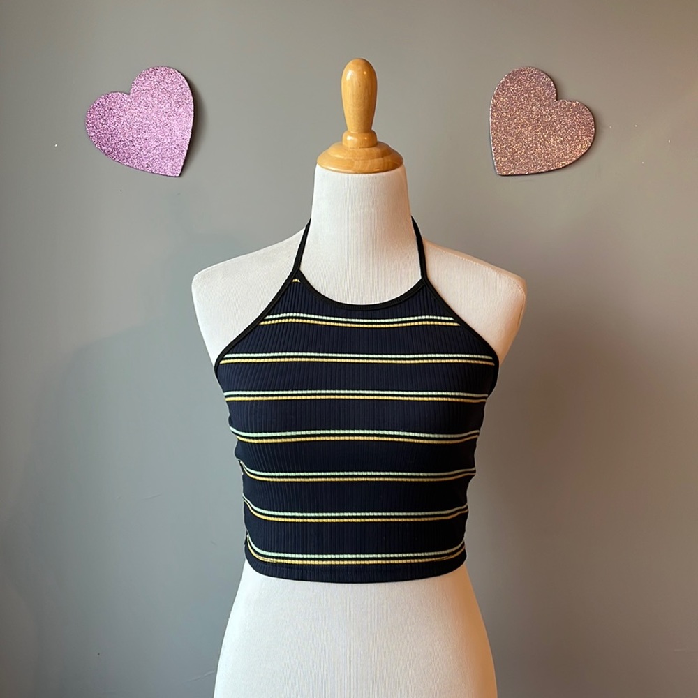 🔥3/$15🔥 Halter Skater Y2K Striped Halter Crop Top